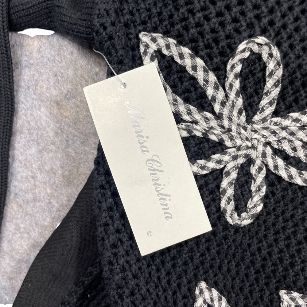 Marisa Christina II 1X New w/ Tags Black Sweater‎ 100% Cotton Embroidered - Picture 4 of 6